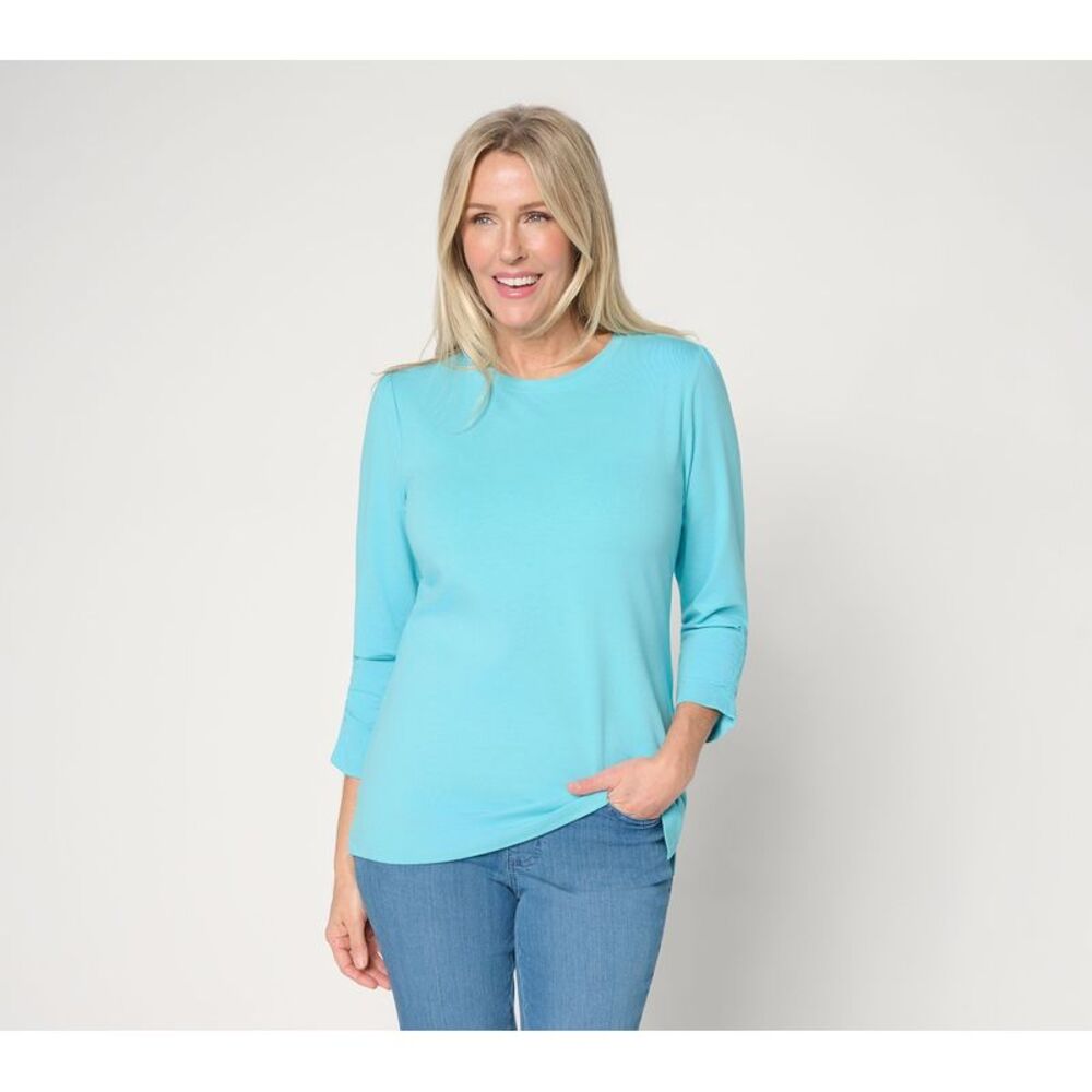 Denim & Co. Women's Top Sz M Make Your Selection: Perfect Jersey Blue A739278